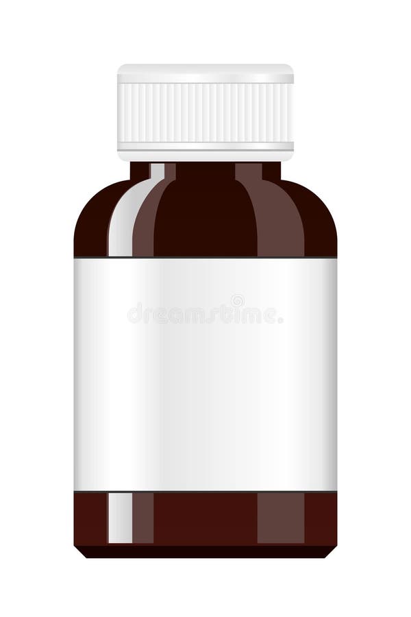 Bottiglia della medicina Bottiglia della medicina dello sciroppo Bottiglia di pillola con l'etichetta