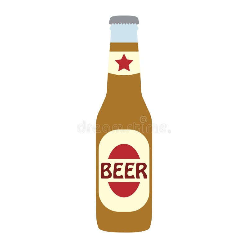 Bottle of beer with label isolated on white background. Colorful vector icon or sign. Symbol or design element for restaurant, beer pub or cafe. Bottle of beer with label isolated on white background. Colorful vector icon or sign. Symbol or design element for restaurant, beer pub or cafe.