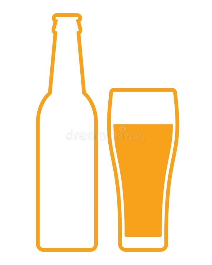 Simple illustration of beer bottle and glass. Simple illustration of beer bottle and glass