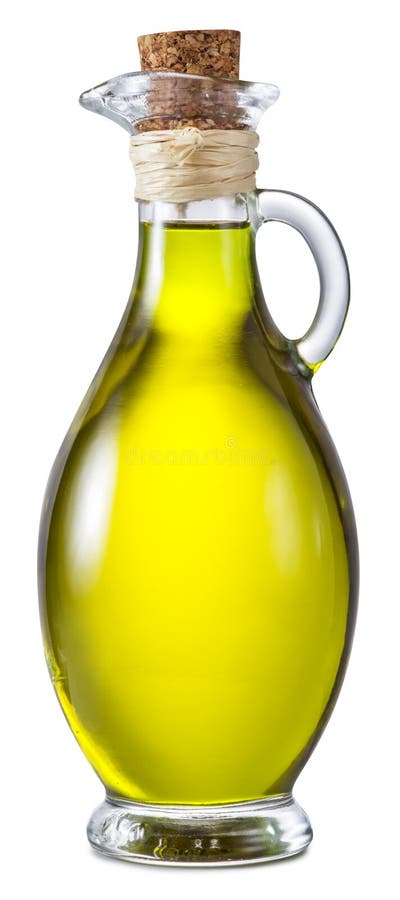 Bottiglia di olio d'oliva vergine extra su un fondo bianco
