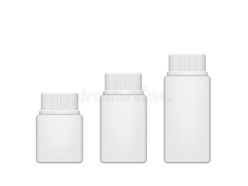 Bottiglia di pillola di plastica realistica Derisione su, vettore