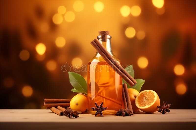 Bottiglia di sidro di mele con cannella bacchetta frutta salutare illustrazione vettoriale