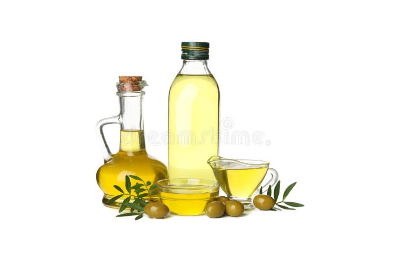 Bottiglia di vetro, brodo e ciotole con olio di oliva isolato sullo sfondo fotografie stock libere da diritti Bottiglia di vetro, brodo e ciotole con olio di oliva isolato sullo sfondo fotografie stock libere da diritti