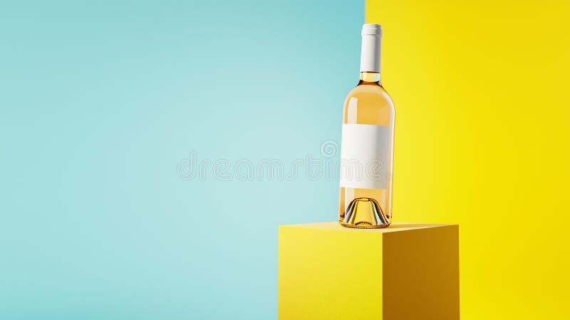 Bottiglia di vino rosa elegante in configurazione minimalista con spazio di copia creato con strumenti generici AI illustrazione vettoriale