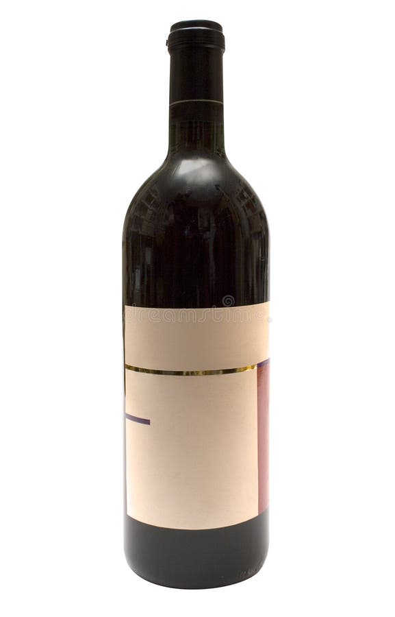 Bottiglia di vino rosso con il contrassegno in bianco (percorso incluso)