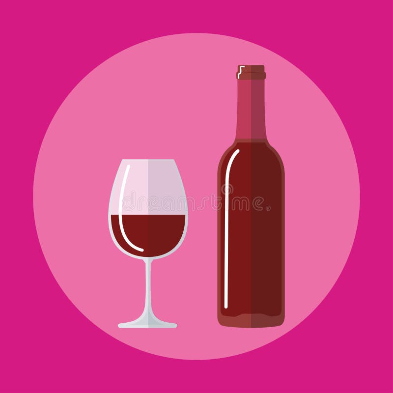 Flat icon bottle of wine, glass of beer. Flat icon bottle of wine, glass of beer