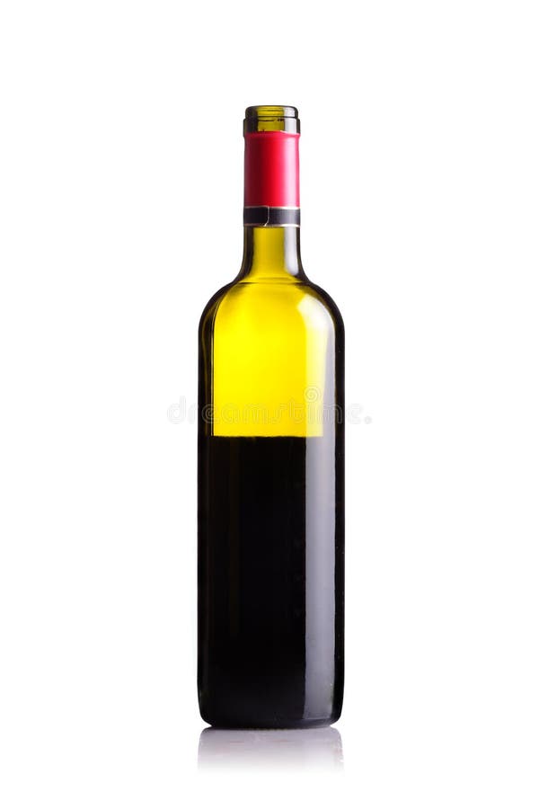 Bottiglia vuota a metà del vino rosso