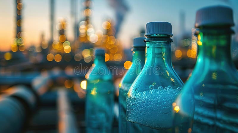 Bottiglie con fondo sfocato industriale illustrazione vettoriale
