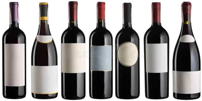 Bottiglie del vino rosso messe fotografia stock Bottiglie del vino rosso messe fotografia stock
