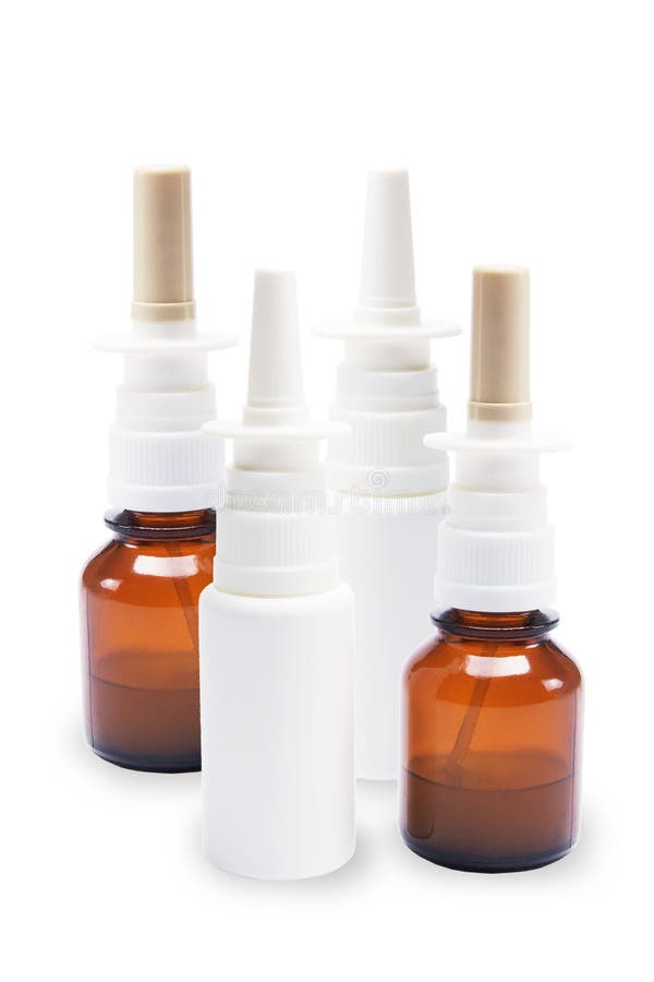 Bottles of Nasal Spray on White Background. Bottles of Nasal Spray on White Background