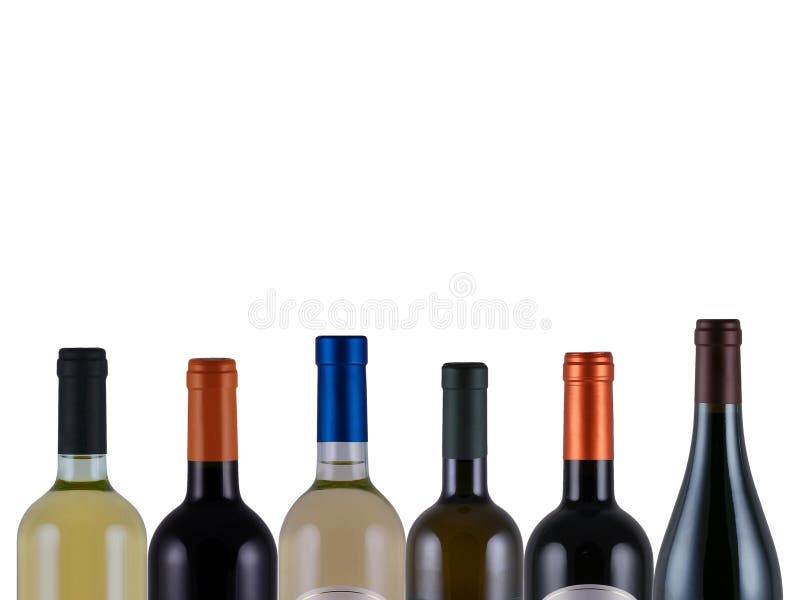 Assorted bottles of wine on white background. Assorted bottles of wine on white background