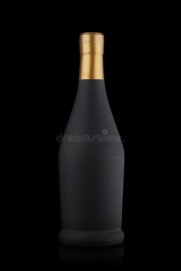 Bottle of Alcohol on a Black Background Stock Image Image of spirit