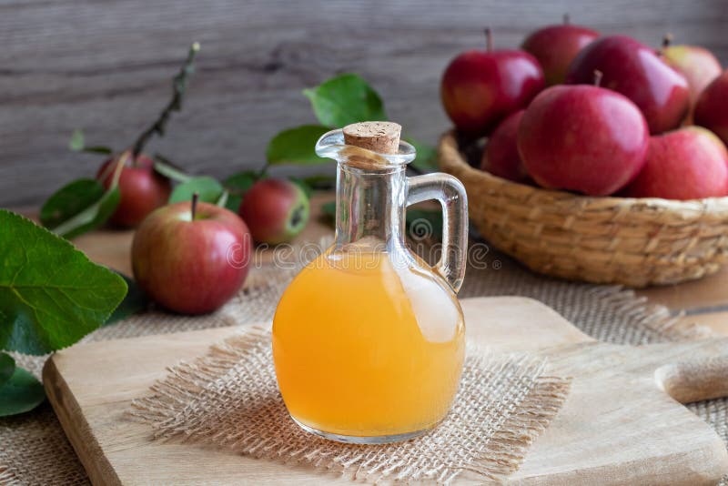 A Bottle of Apple Cider Vinegar with Fresh Apples Stock Image Image