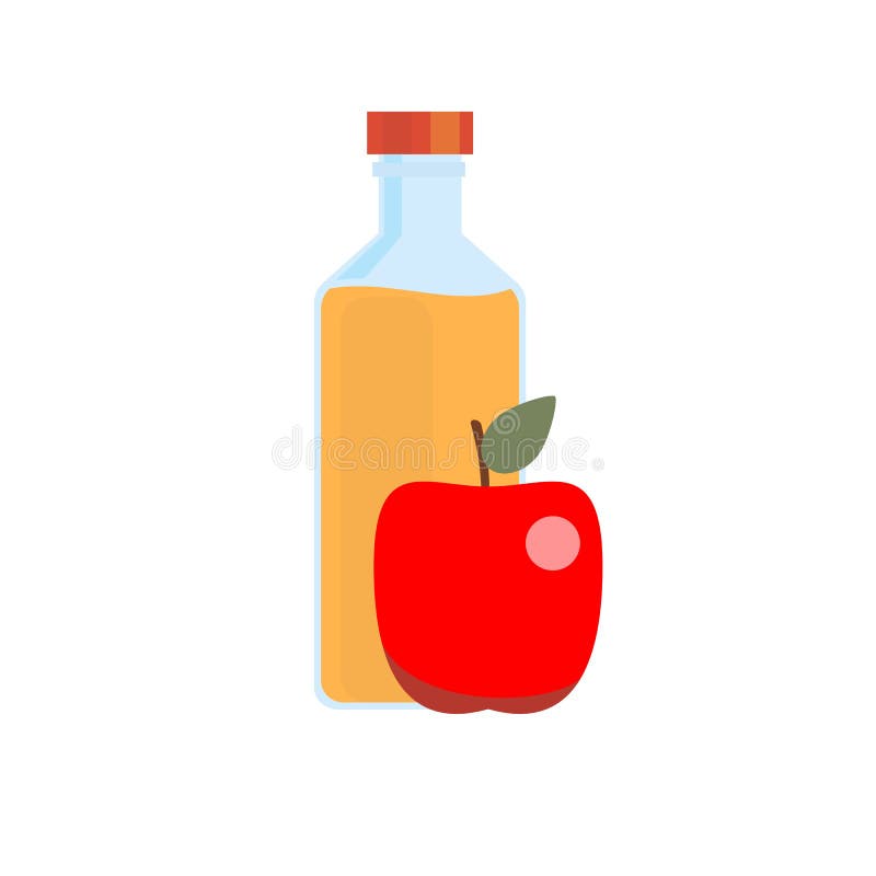Bottle Of Apple Juice And Half Of Green Apple, Stock Vector