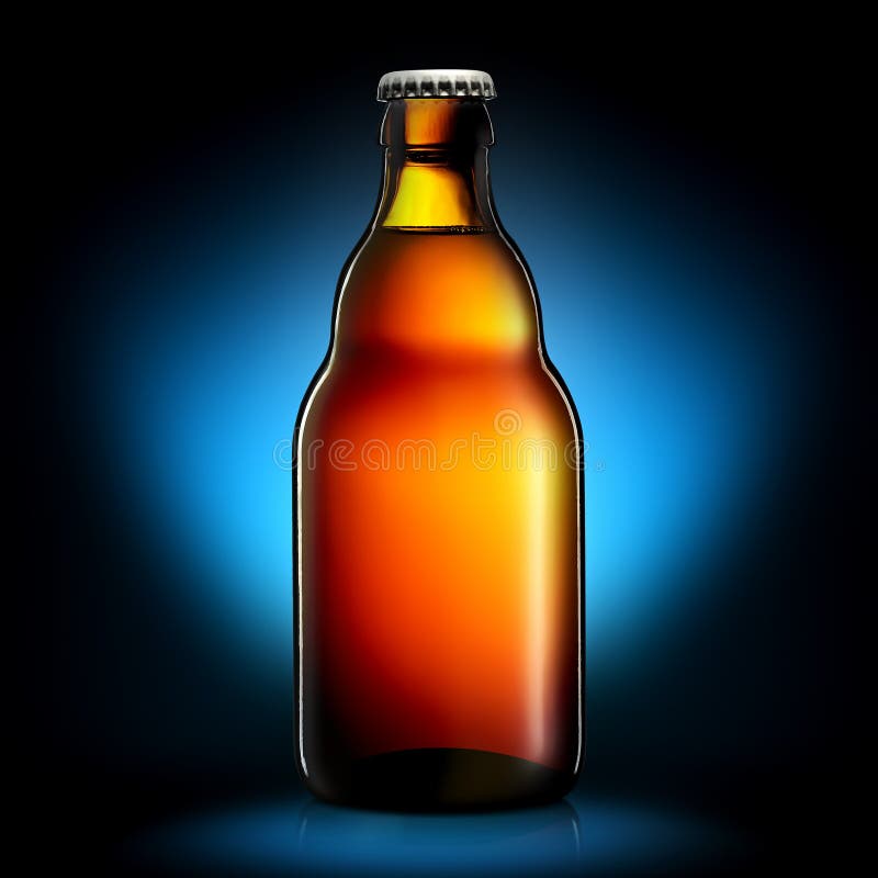Bottle of Beer or Cider on Dark Blue Background Stock Image Image of