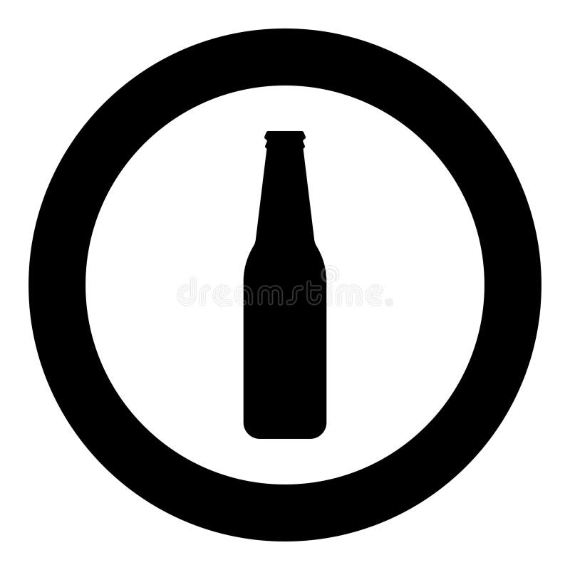 Bottle Beer with Glass Icon in Circle Round Black Color Vector
