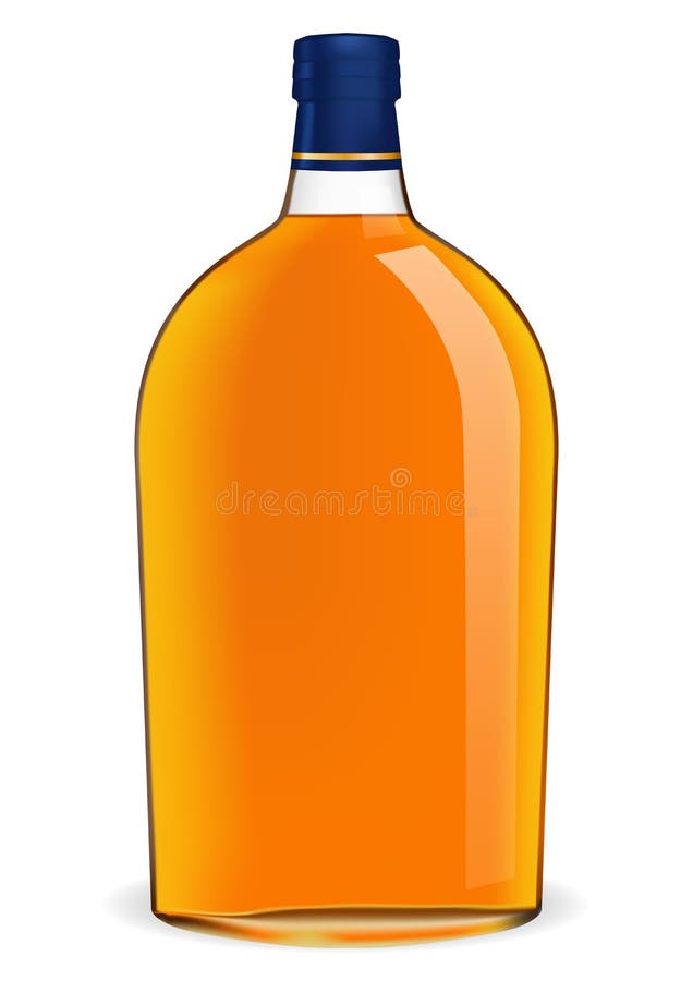 Brandy Bottle And Glass Mockup Isolated Clip Art Stock Vector