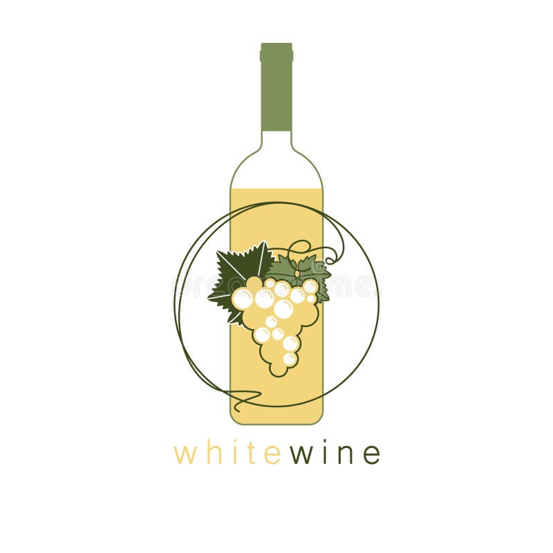 A bottle, a bunch of grapes and a leaf. stock illustration A bottle, a bunch of grapes and a leaf. stock illustration
