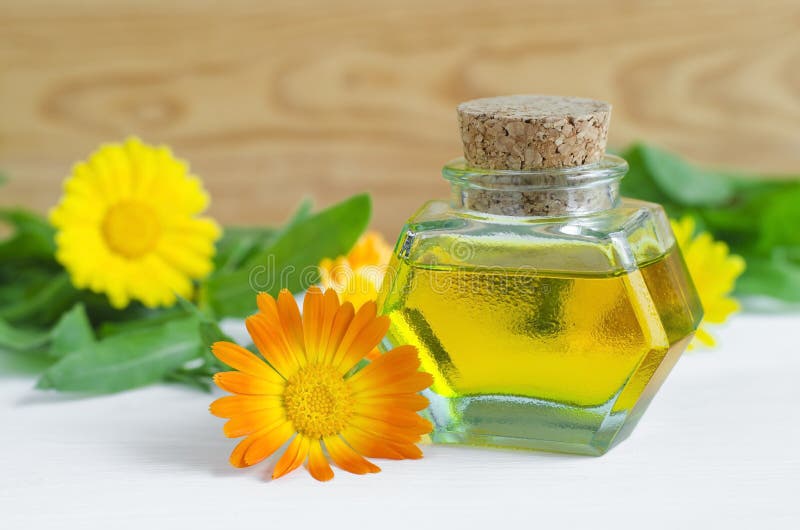 Bottle of Calendula Oil (Pot Marigold Extract, Tincture, Infusion
