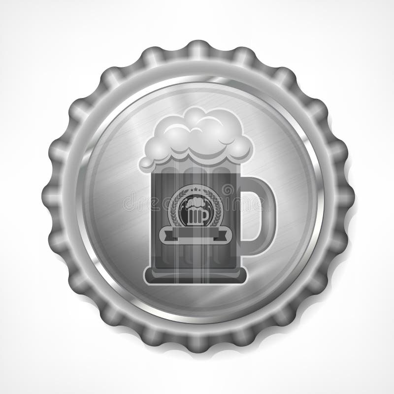 Bottle cap with beer mug stock vector. Illustration of protection