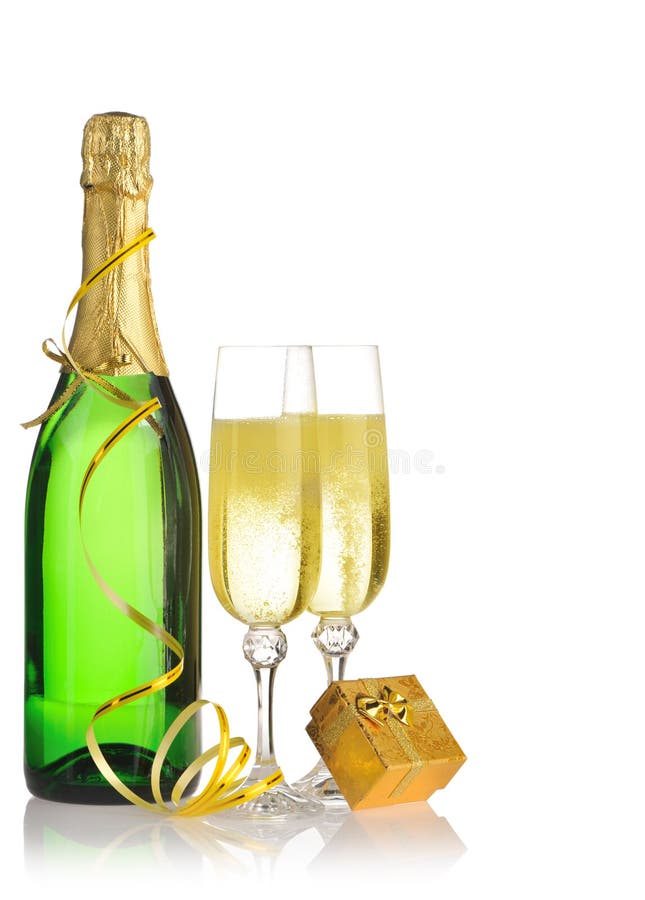 Bottle of a Champagne and Glasses Stock Photo Image of liquor