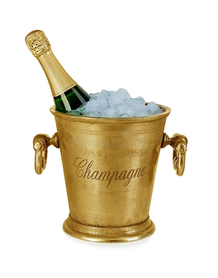 Bottle of champagne in ice bucket