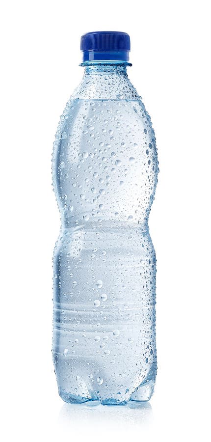 Bottle of cold water with drops isolated on white background Stock