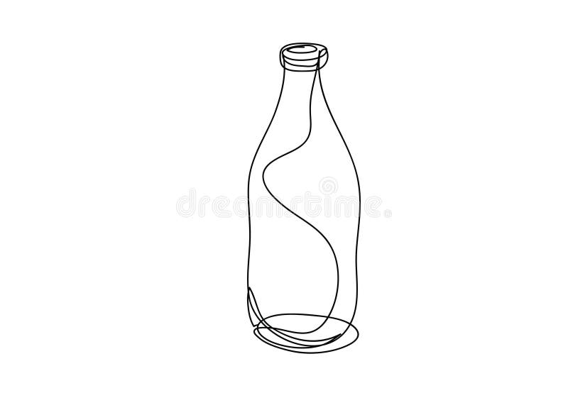 Bottle, continuous line art, One line drawing, vector illustration. Civil engineering line art illustrations