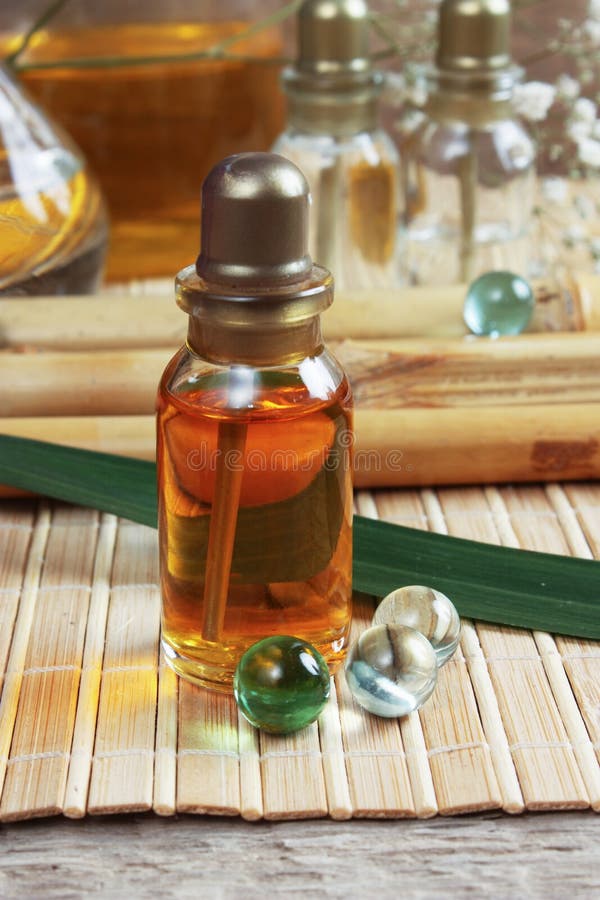 Bottle of cosmetic oils stock image. Image of flasks 159173739