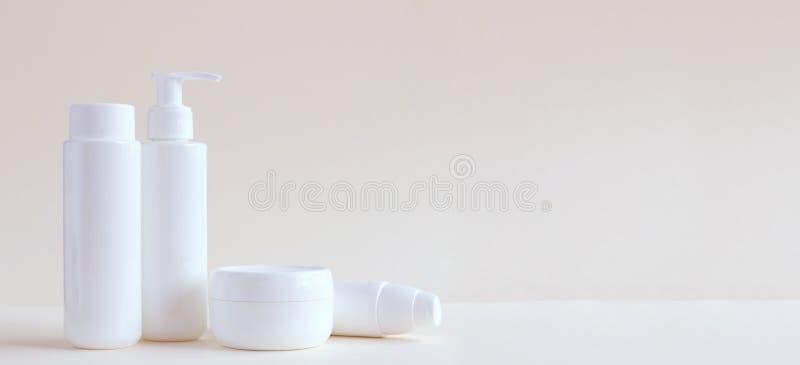 Bottle for cosmetic products without a label. The concept of skin care face