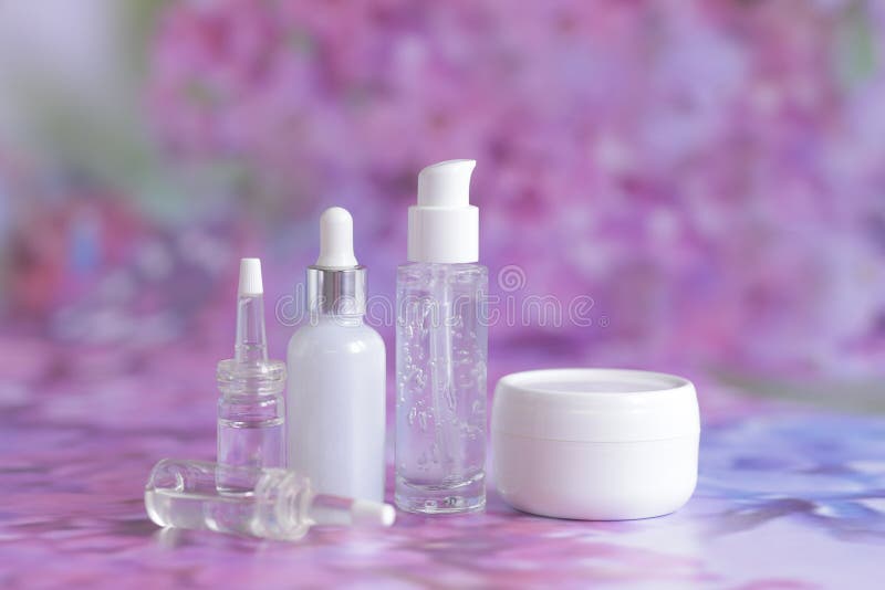 Bottle for cosmetic products without a label. The concept of skin care face