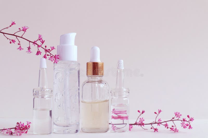 Bottle for cosmetic products without a label. The concept of skin care face