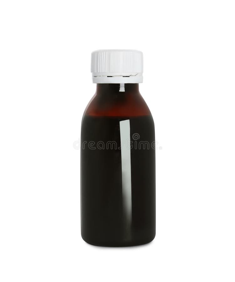 Bottle of Cough Syrup Isolated on White Stock Image Image of cold