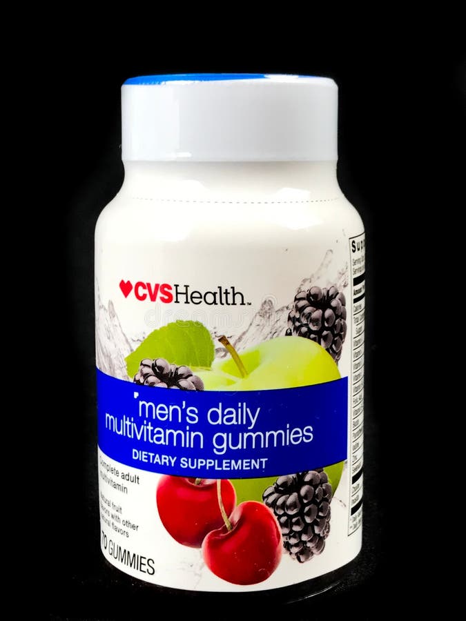 Bottles of CVSHealth Men`s daily Multivitamin Gummies Editorial