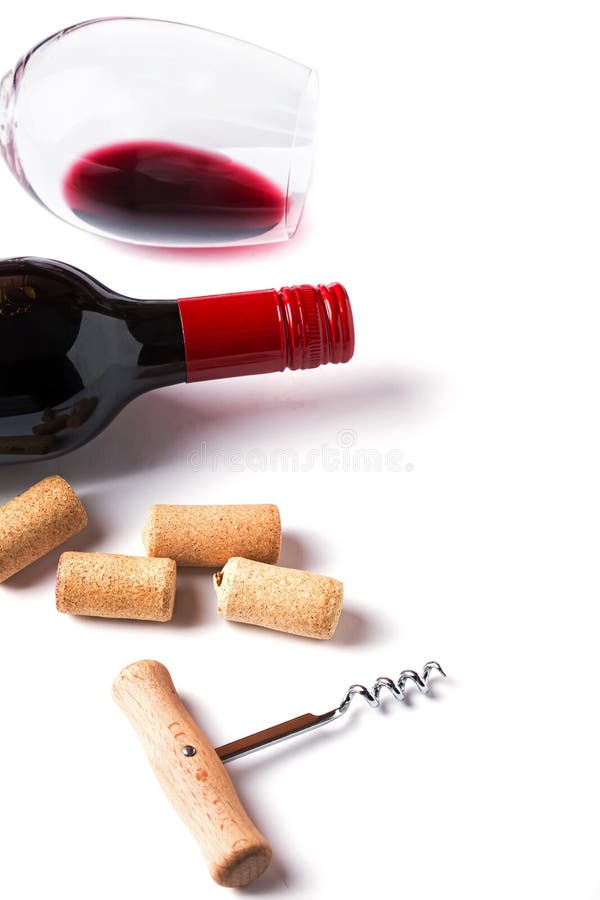 Bottle of Red Wine, Corks and Corkscrew Stock Photo Image of beverage