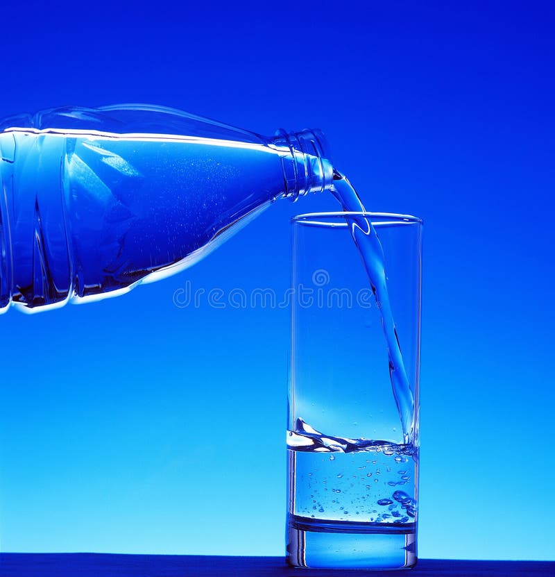 BOTTLE and GLASS of SPARKLING WATER Stock Photo Image of still, water