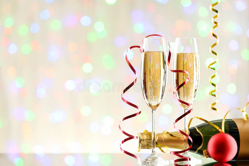 Champagne and bauble stock image. Image of lighting, glass - 17202411