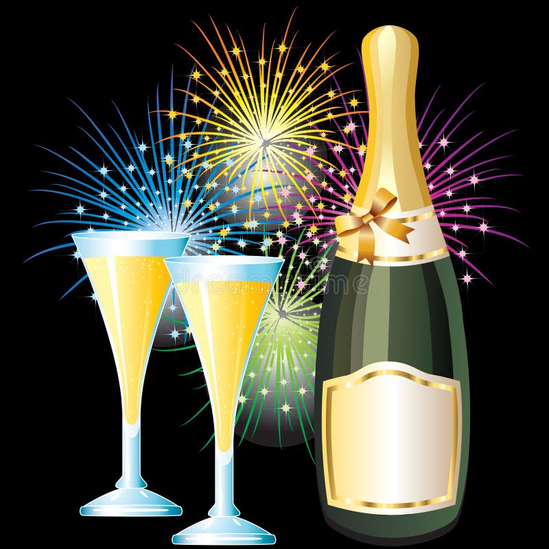 Champagne Bottle And Glasses Clipart
