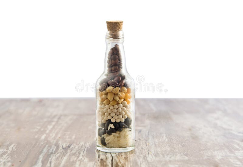 Bottle and grains stock photo. Image of bowl, eating 43457198
