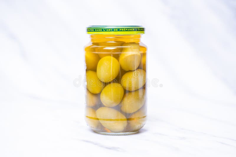 Bottle of Green Olives Soaked in Brine Stock Image Image of brine