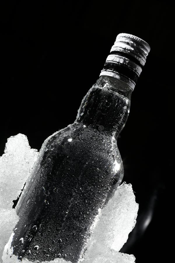 Bottle in ice stock image. Image of beverages, drink 16763509