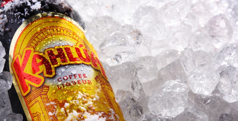 Bottle of Kahlua liqueur in crushed ice