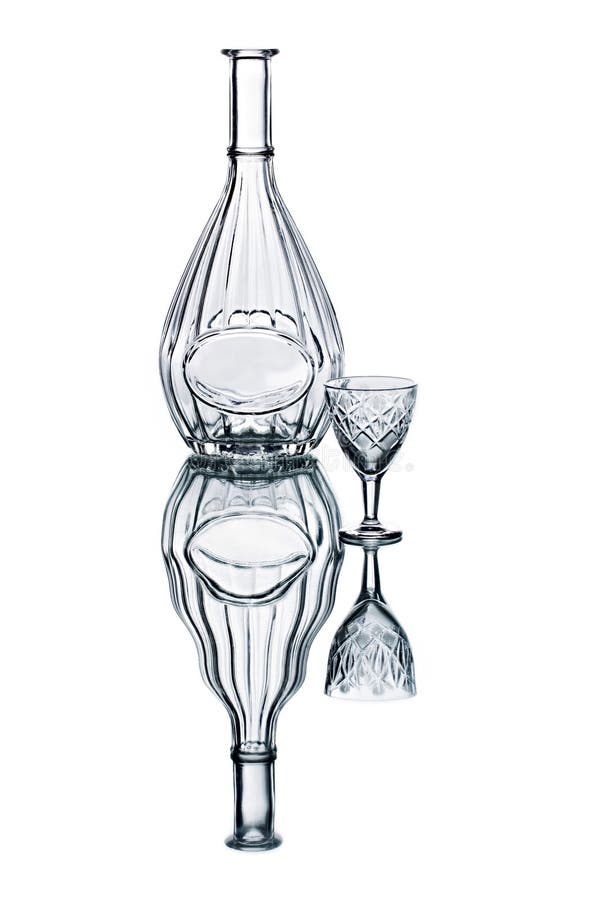 A Bottle and Lead Cut Glass Crystal Stemware Stock Photo Image of