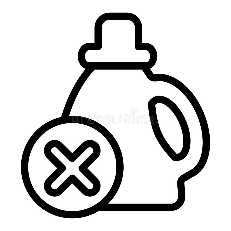 Bottle of machine oil ban line icon, oils concept. Vector graphics. Oil container with close button, forbidden item sign on white background, style icon mobile or web design. Pictogram oils vectors