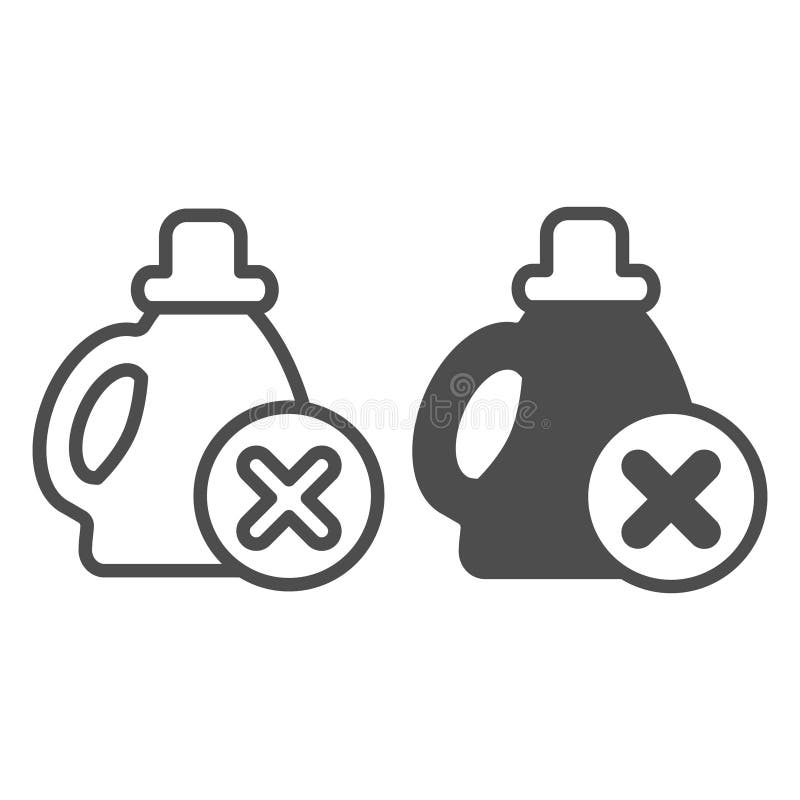 Bottle of machine oil ban line and solid icon, oils concept. Vector graphics. Oil container with close button, forbidden item sign on white background, outline style icon for mobile or web design. Pictogram oils vectors