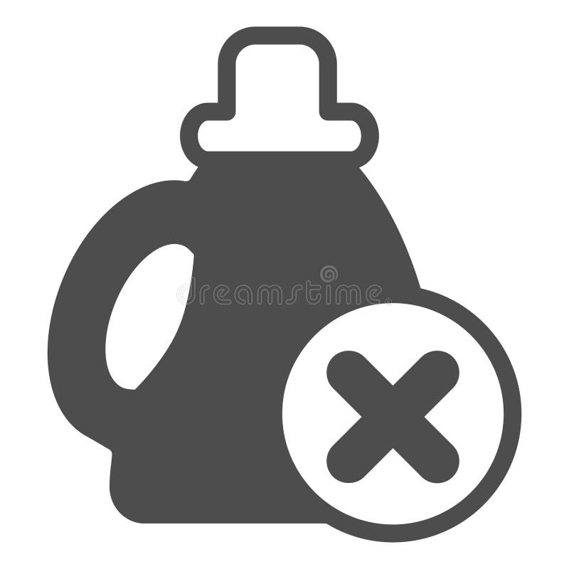 Bottle of machine oil ban solid icon, oils concept. Vector graphics. Oil container with close button, forbidden item sign on white background, glyph style icon for mobile or web design. Pictogram oils vectors