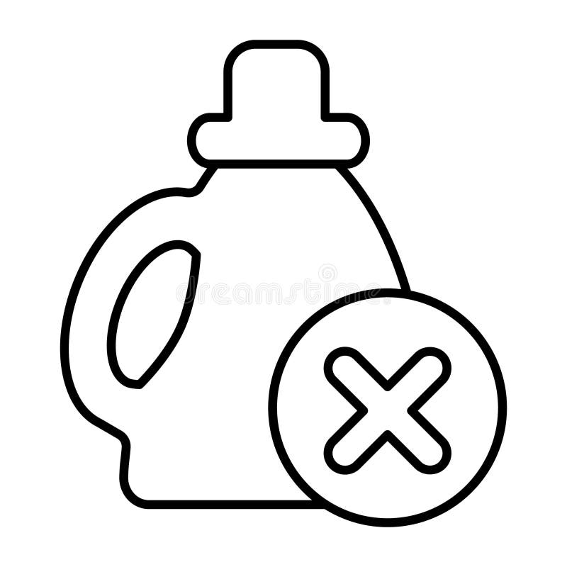 Bottle of machine oil ban thin line icon, oils concept. Vector graphics. Oil container with close button, forbidden item sign on white background, style icon mobile or web design. Pictogram oils vectors