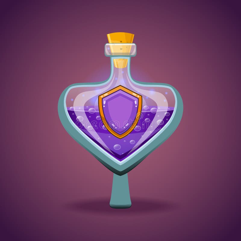 Bottle of Magic Elixir with Shield Stock Illustration Illustration of