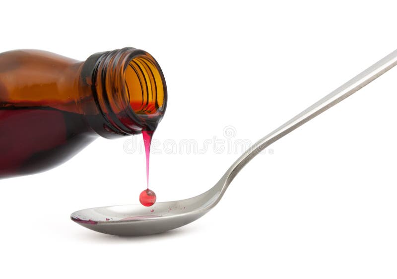 Bottle with Medicine and Spoon Isolated Stock Photo Image of medical