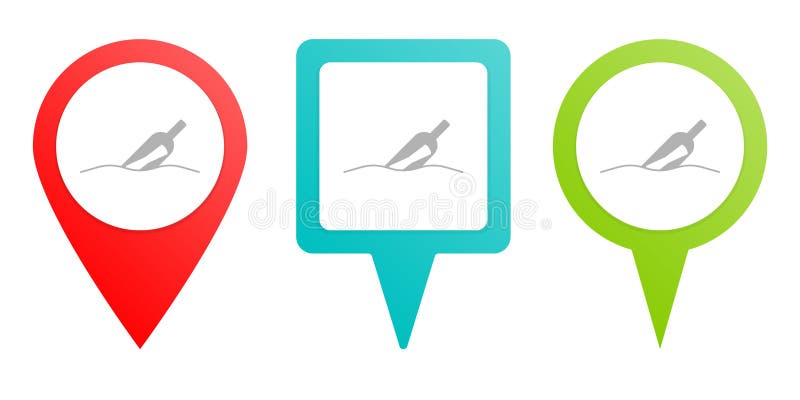 Bottle, message. Multicolor pin vector icon, diferent type map and navigation point royalty free illustration